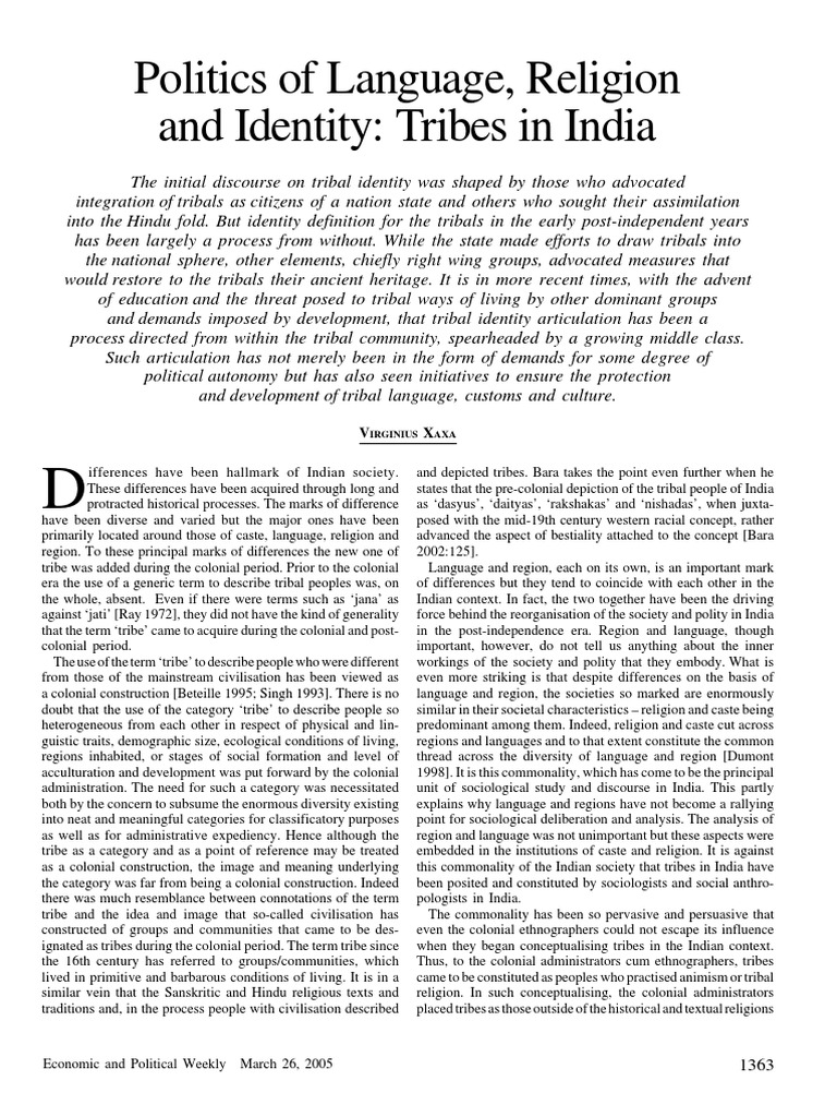 Tribal Identity: Language and Religion in India | PDF | Tribe | Caste