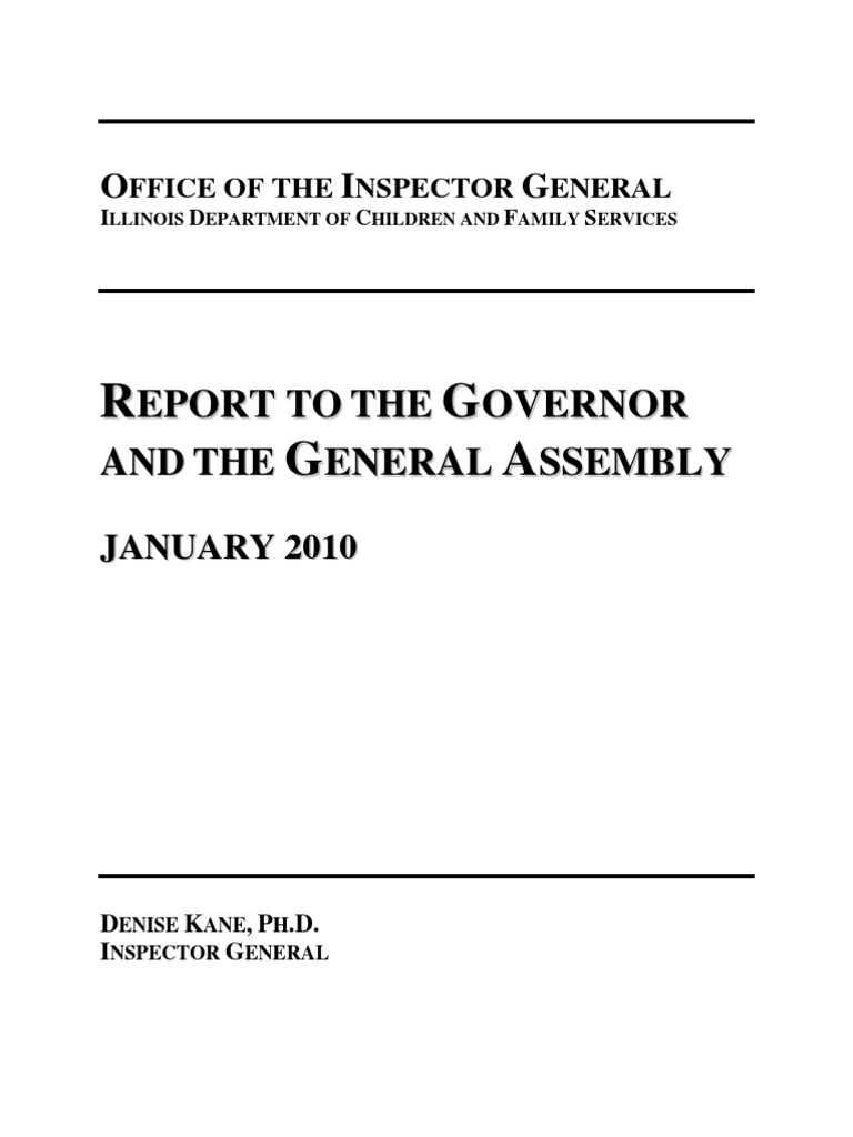 Office of Inspector General Report To The Governor and General Assembly (Jan. 2010) | PDF ...