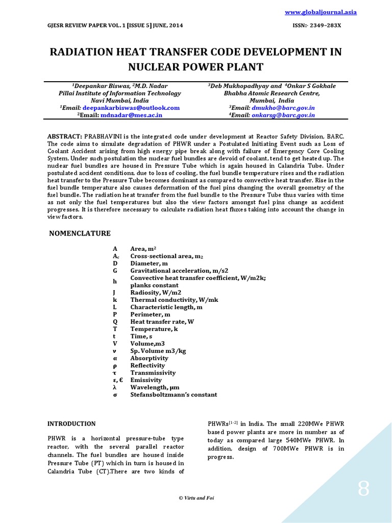 Radiation Heat Transfer Code Development in Nuclear Power Plant | PDF ...