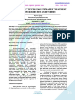 A REVIEW ABOUT SEWAGE/WASTEWATER TREATMENT TECHNOLOGIES FOR SMARTCITIES