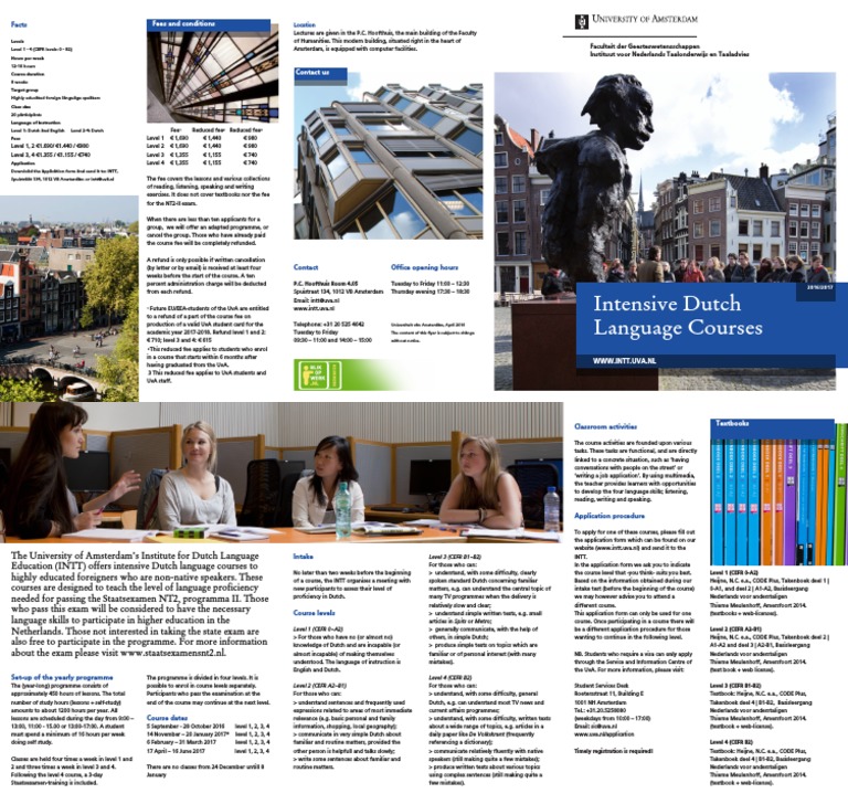 Flyer Intensive Dutch Course 2016 2017 PDF