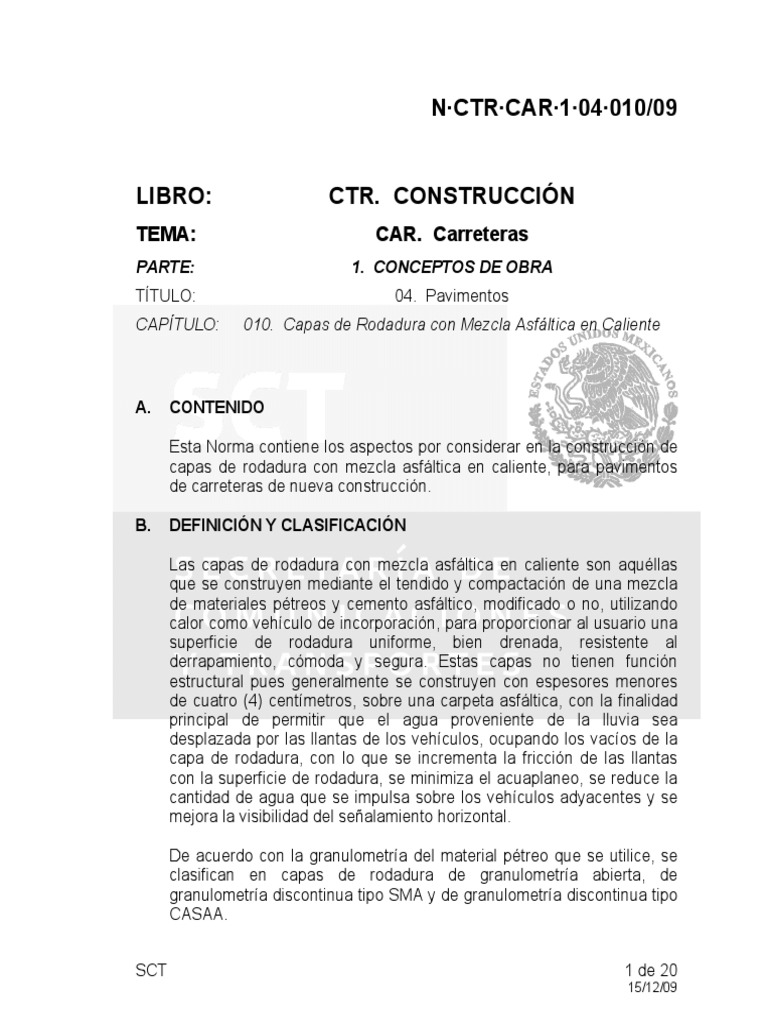 N CTR Car 1 04 010 09 PDF | PDF | Cemento | La carretera