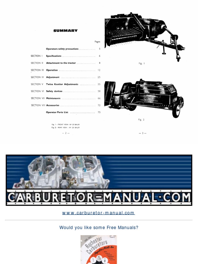 Massey Ferguson Mf 15 Mf 20 Baler Operators Manual Tractor Clutch