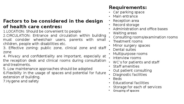 Designing Effective Health Care Centres | PDF