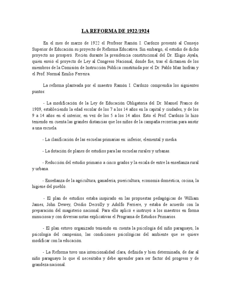 Reforma Educativa de Ramón I. Cardozo | PDF | Paraguay | Multilingüismo