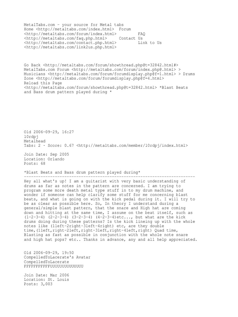 Forum Blast Beats and Bass Drum Pattern Played During PDF Drum