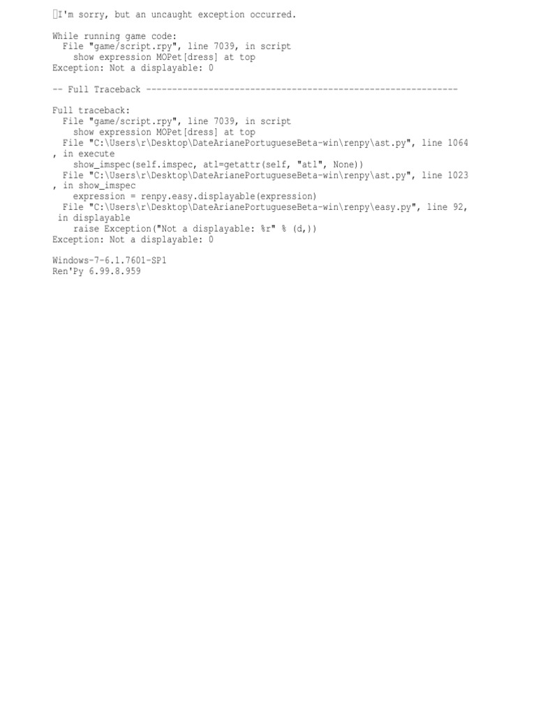 Uncaught Exception in Game Script | PDF