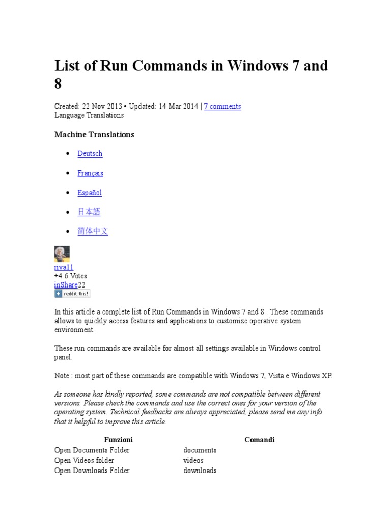 List of Run Commands in Windows 7 and 8 | Windows 7 | Microsoft Windows