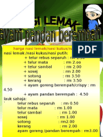 Harga Baru Nasi Lemak