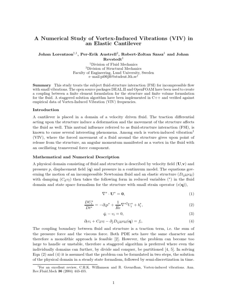 Vortex Induced Vibrations | PDF | Fluid Mechanics | Motion (Physics)