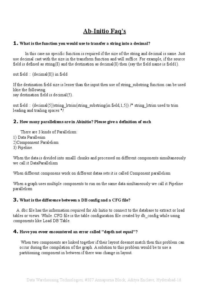 Ab Initio Interview FAQs and Tips | PDF | Database Index | Parameter ...