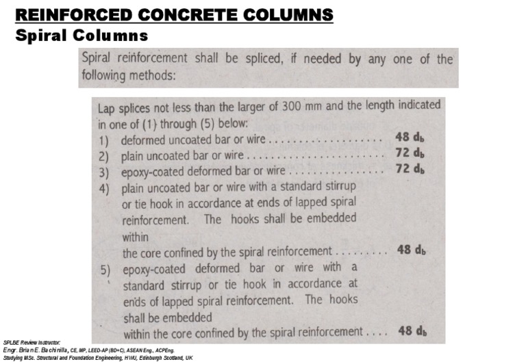 SPLBE Review: Spiral Reinforced Columns | PDF