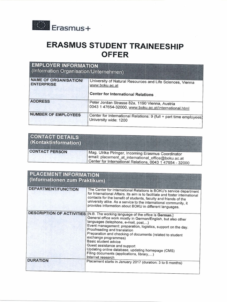 Internship Vienna PDF