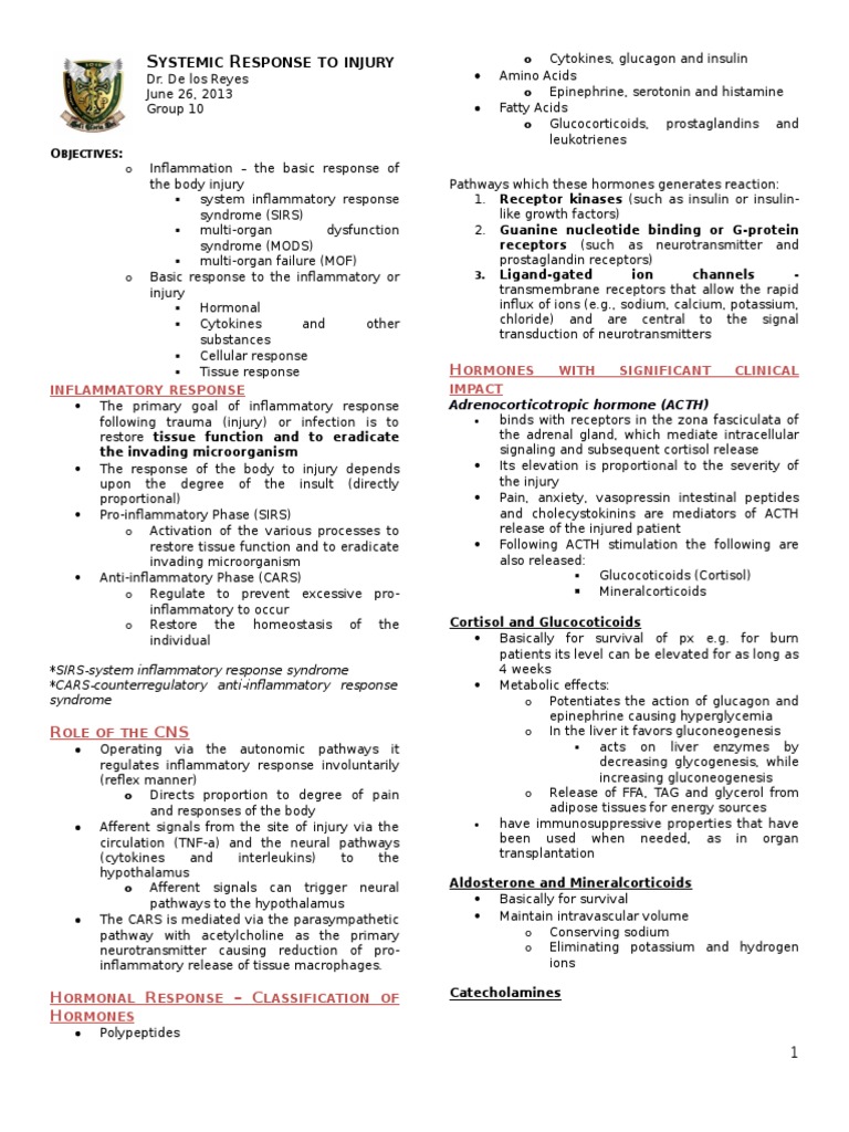 Understanding Systemic Injury Response | PDF