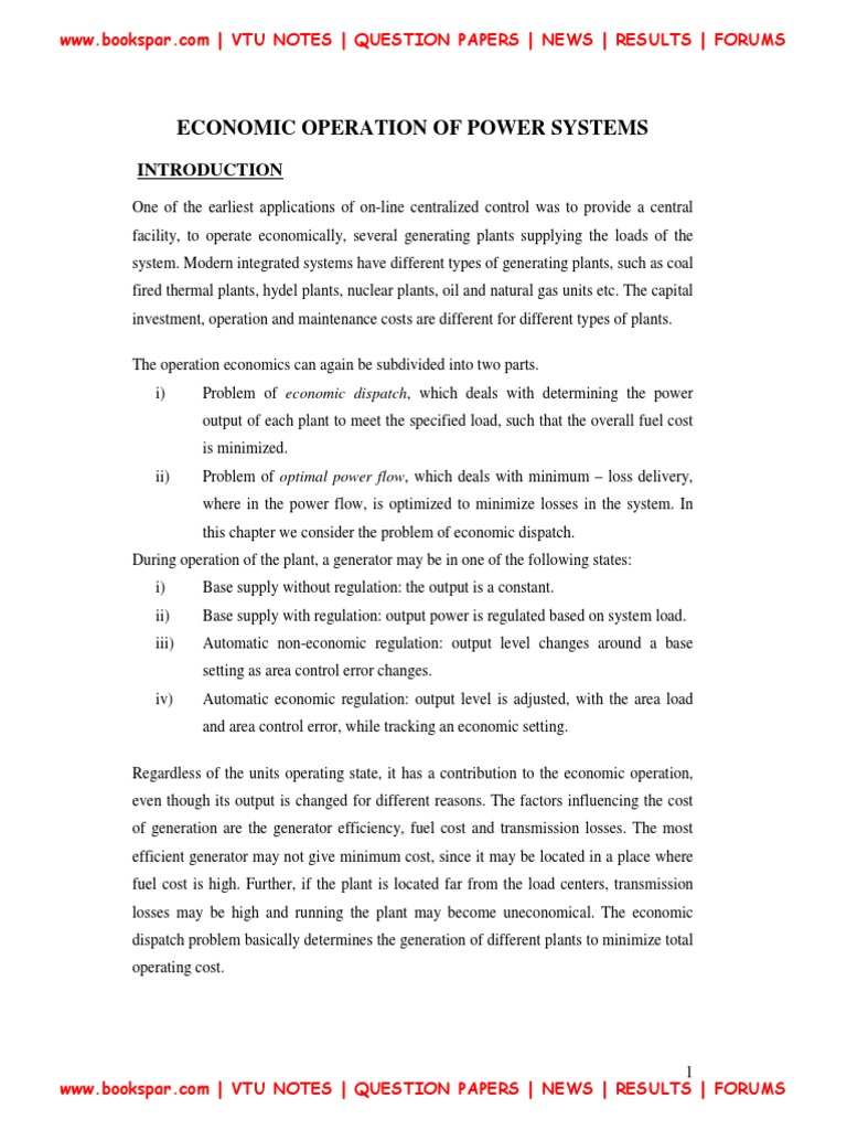 Economic Operation of Power Systems | PDF | Electric Power System ...