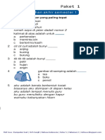 Kumpulan Soal UAS Ganjil Bahasa Indonesia Kelas 1 PDF