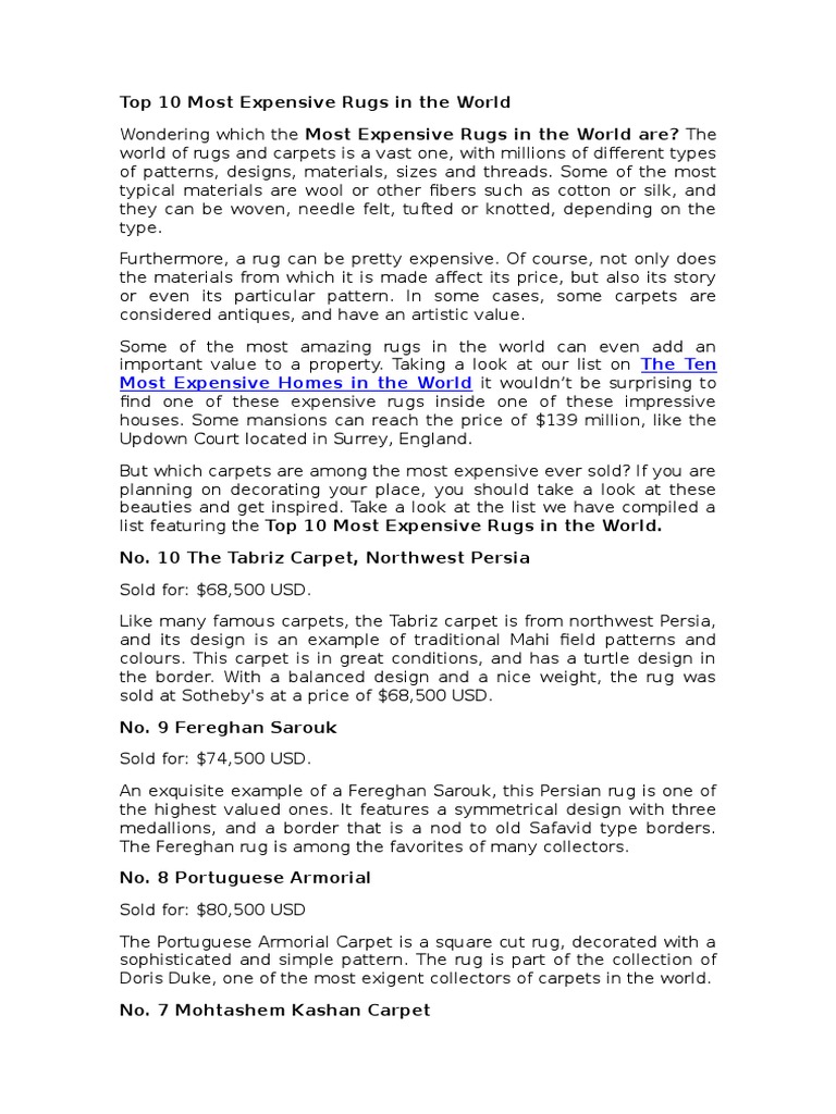 Most Expensive Rug Brands in The World PDF Carpet Art Media