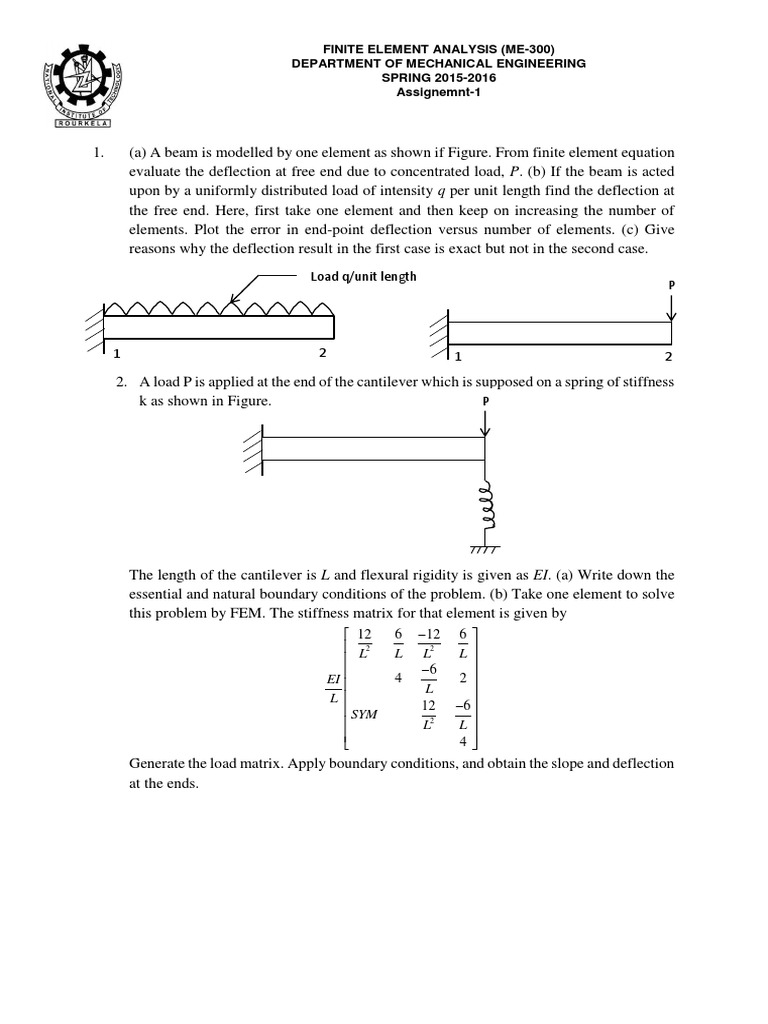 FEM Assignment Questions and Analysis | PDF | Finite Element Method ...