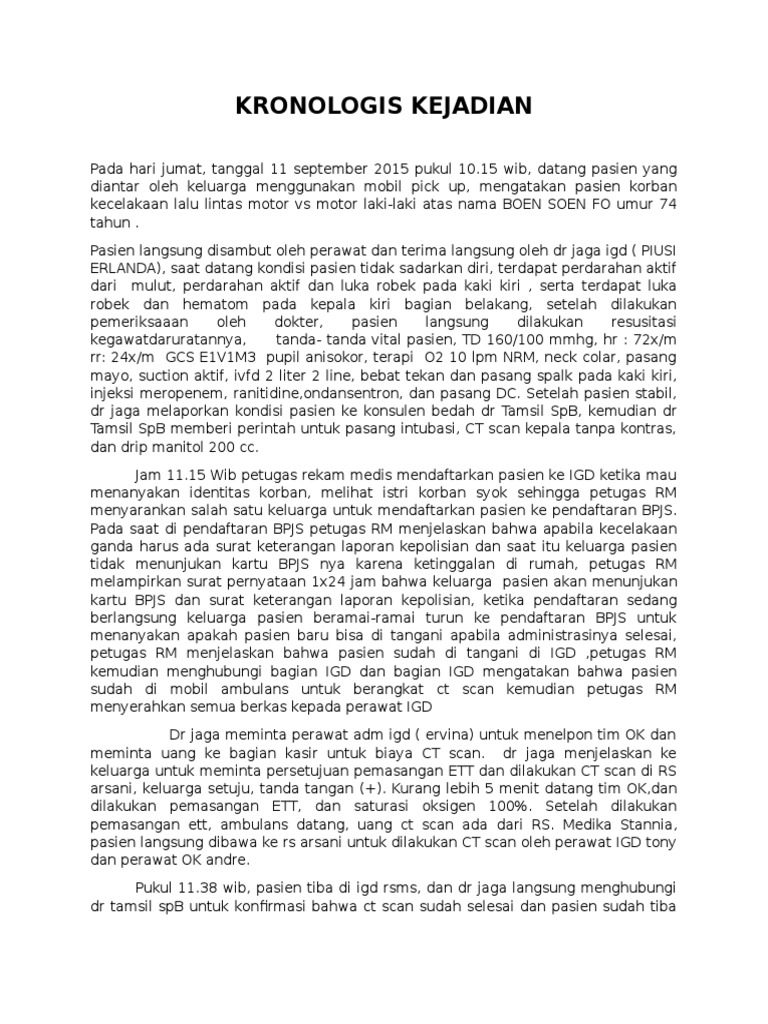 Kronologis Kejadian Igd