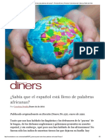 ¿Sabía Que El Español Está Lleno de Palabras Africanas - Revista Diners - Revista Colombiana de Cultura y Estilo de Vida PDF
