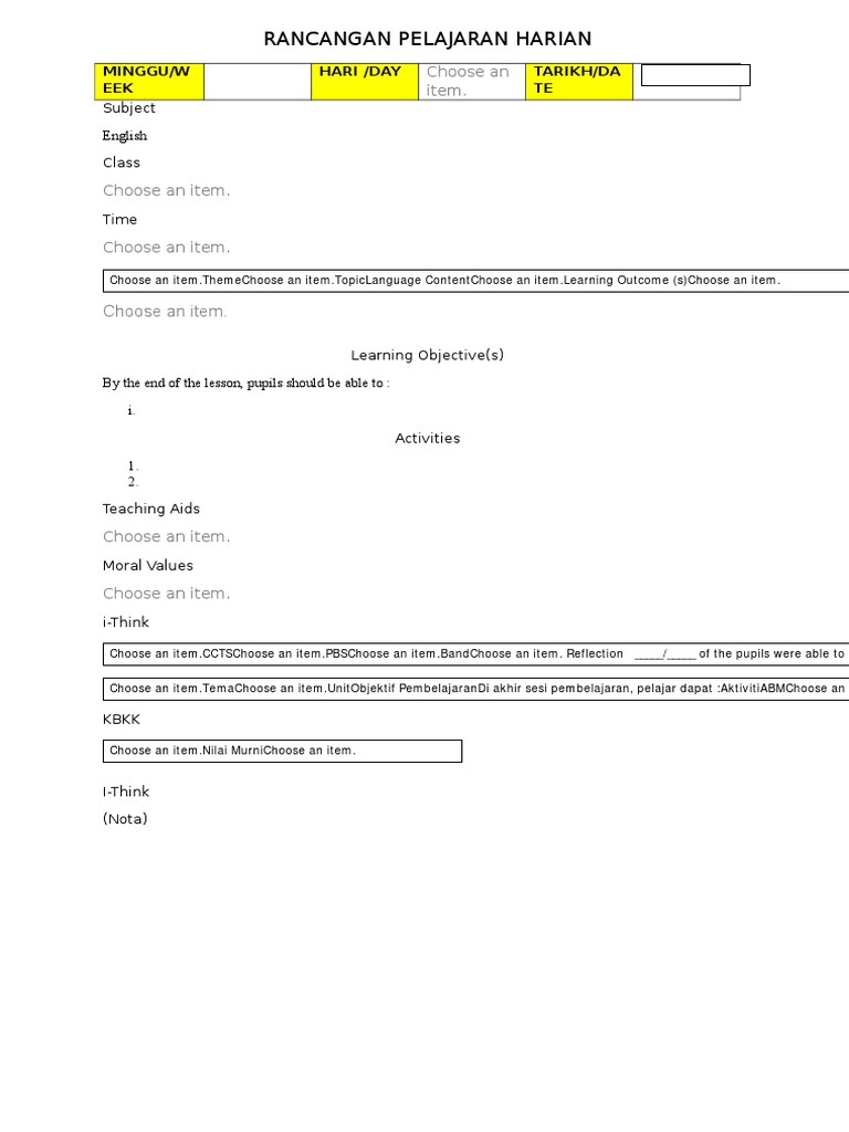 Template RPH Automatik | PDF