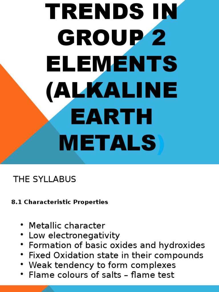 Trends in Group 2 Elements Properties | PDF | Chemical Bond | Hydroxide