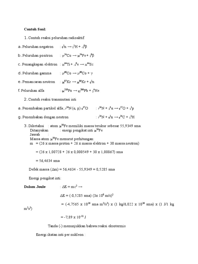 Contoh Soal Kimia Inti Docx