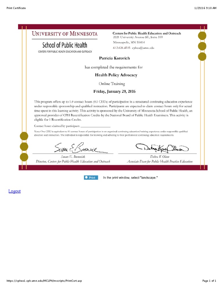 Minnesota Certificate PDF