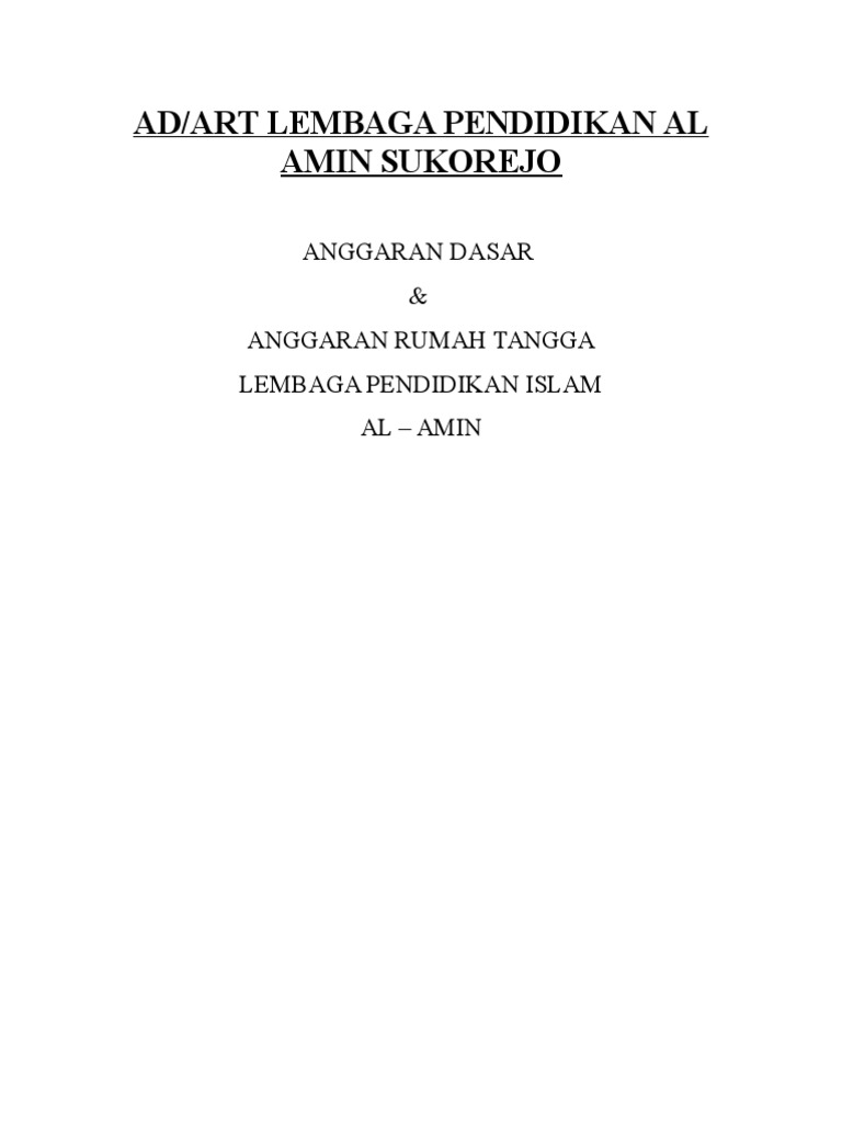 Contoh Ad Art Yayasan Pendidikan Islam Terkait Pendidikan