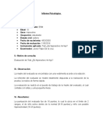 Informe psicológico sobre posible hiperactividad en niño de 13 años