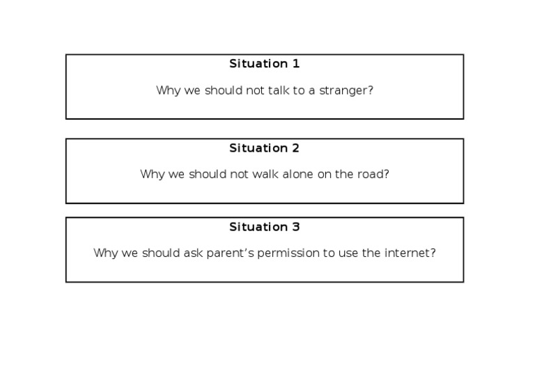 Why We Should Not Talk To A Stranger?: Situation 1 | PDF | Games ...