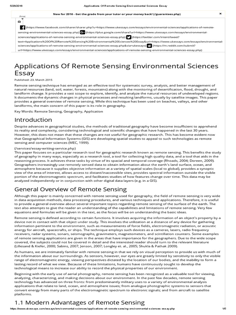 Remote environment analysis image
