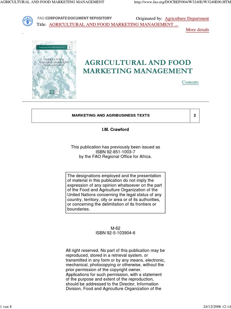 Agricultural and Food Marketing Management | PDF | Pricing | Consumer ...