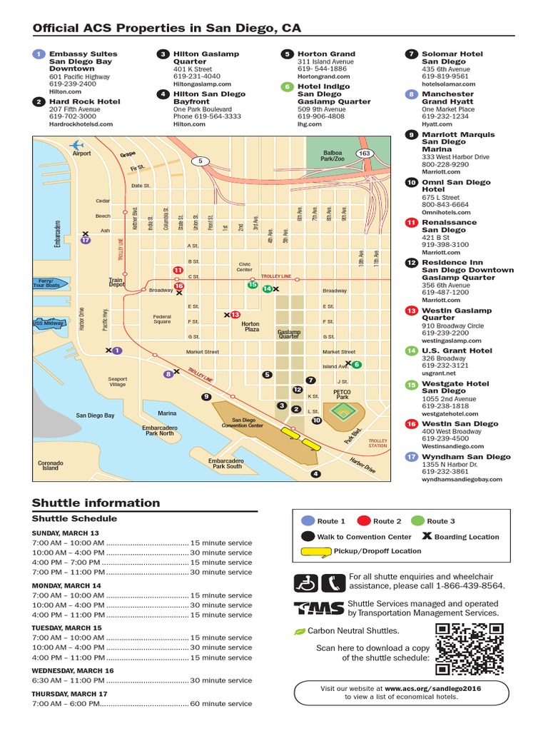 Official ACS Properties in San Diego, CA Shuttle Schedule PDF San