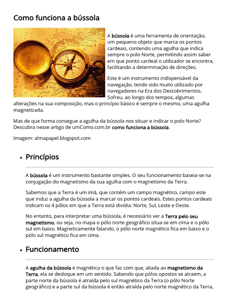 Como Funciona A Bussola PDF | PDF