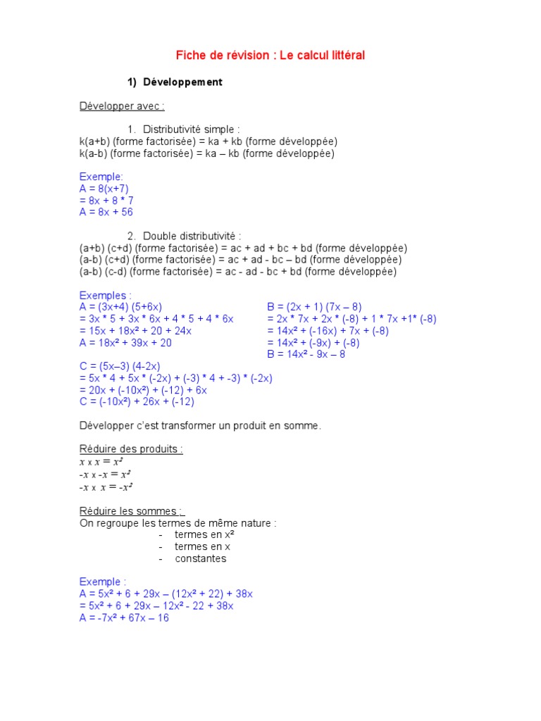 fiche-de-r-vision-calcul-litt-ral-3-me-pdf-nombre-alg-bre