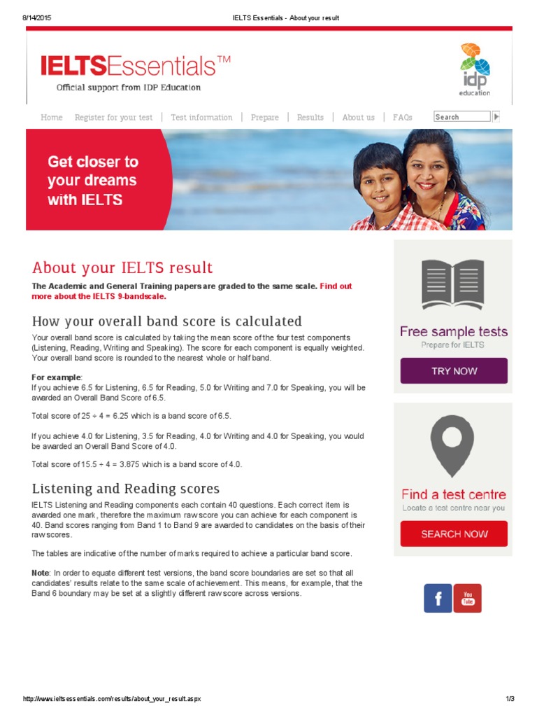 IELTS Essentials - About Your Result | PDF | International English ...