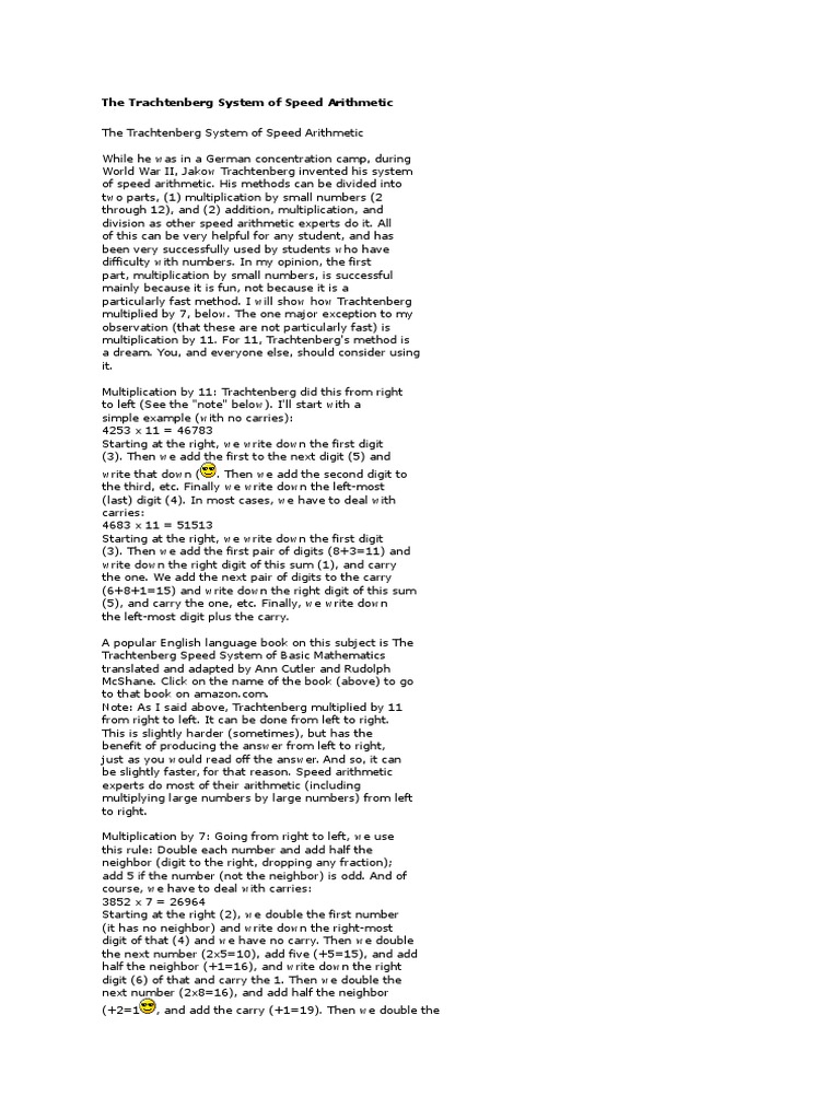 The trachtenberg system of speed arithmetic pdf division
