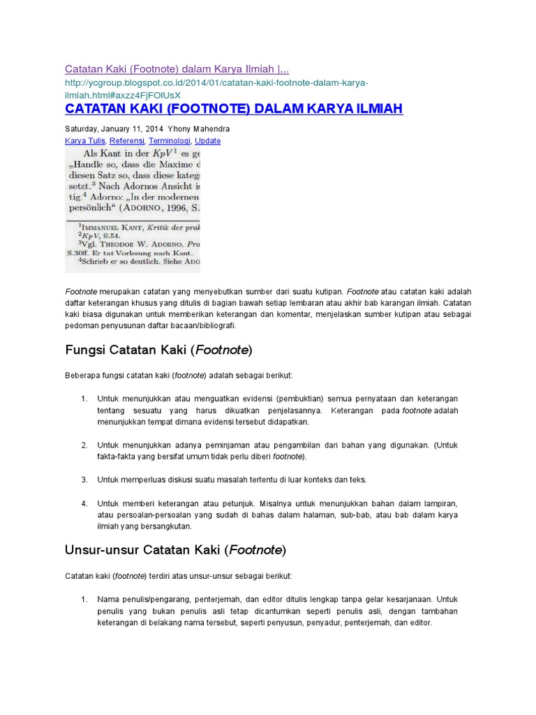 Cara Membuat Footnote Dan Body Note Pdf