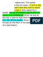 Past Tense Verbs Practice - Billy Was in A Restaurant
