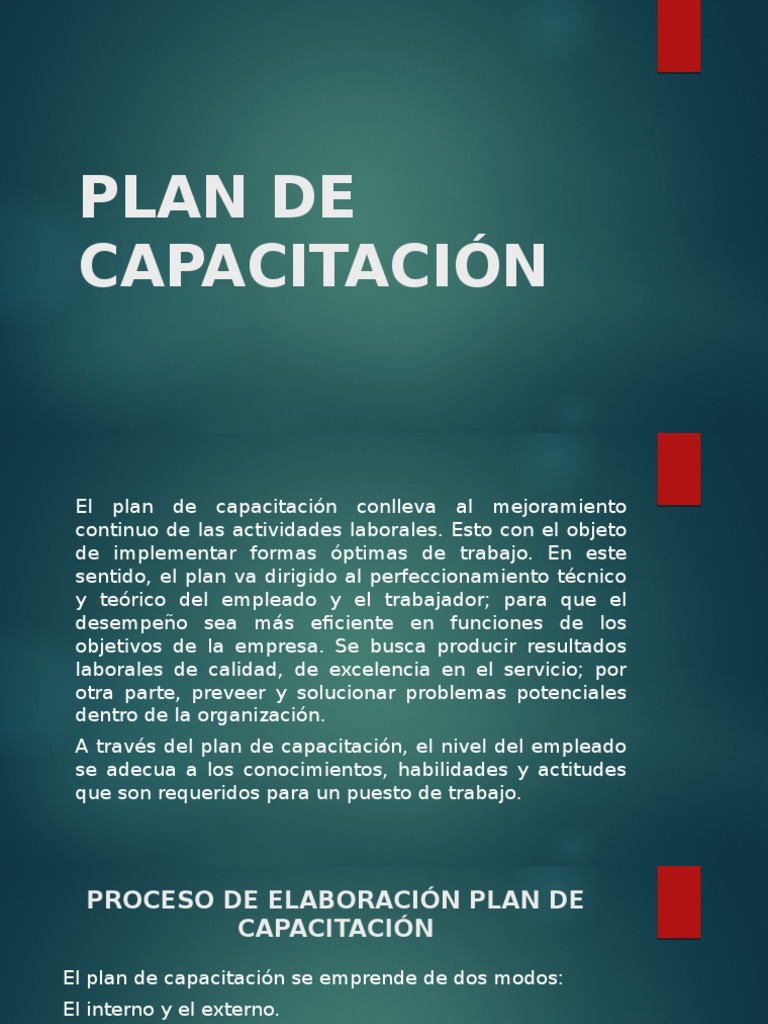 Presentaciòn Plan de Capacitación | PDF | Planificación | Recursos humanos