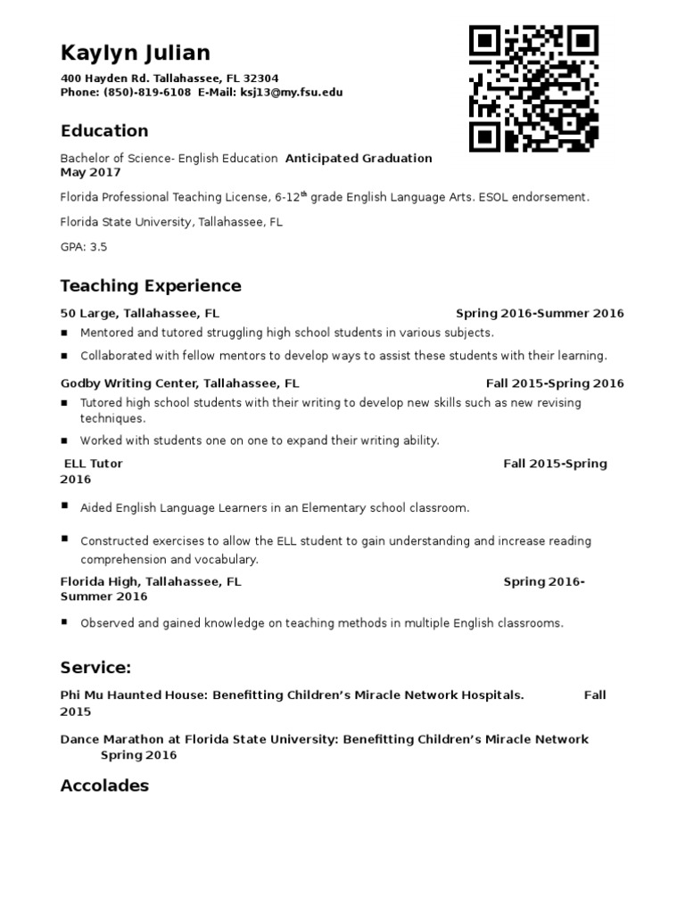 Education Resume PDF