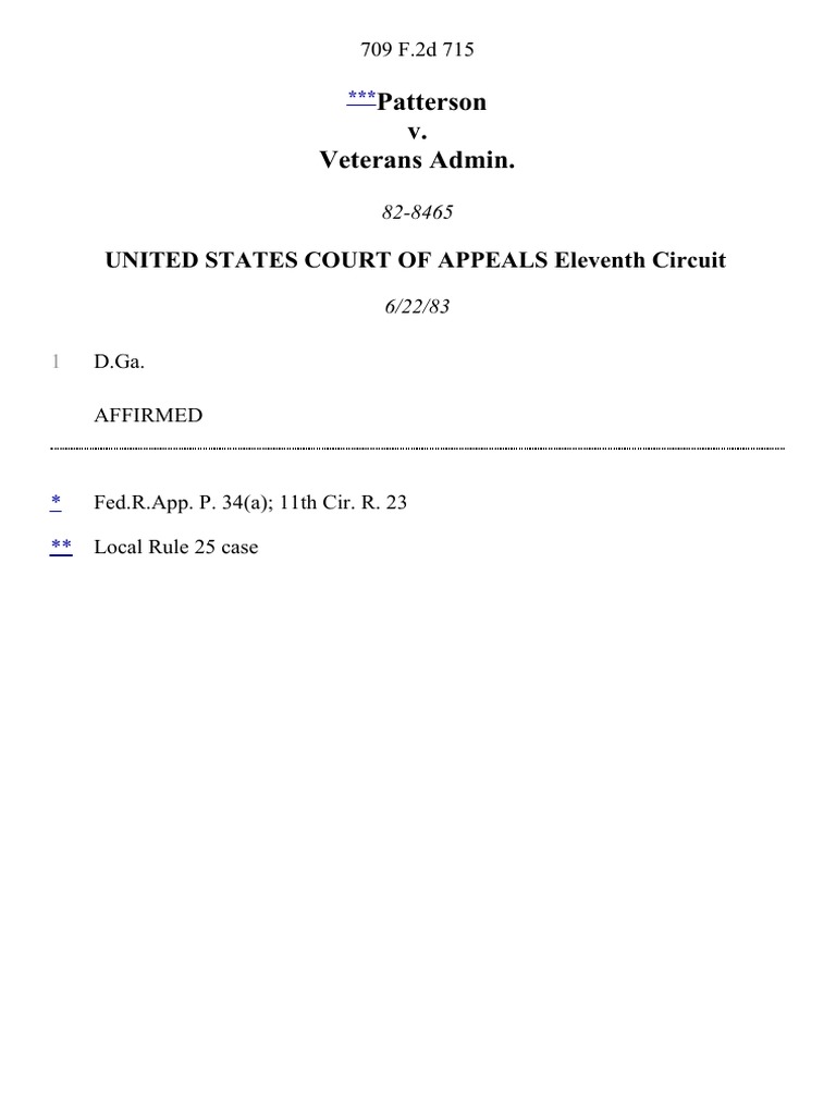 Patterson v. Veterans Admin, 709 F.2d 715, 11th Cir. (1983) PDF