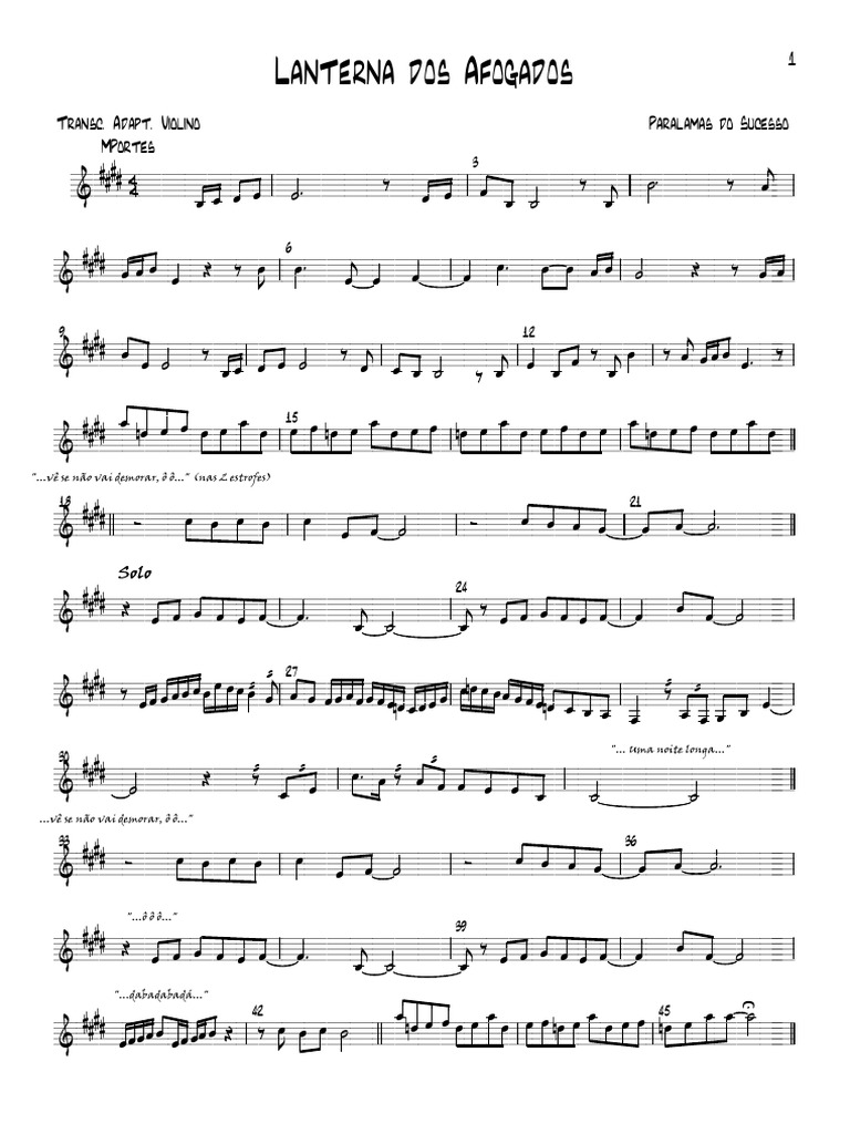 Letra Da Musica Lanterna Dos Afogados