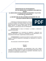 Memorándum de Entendimiento en Materia de Colaboración Académico-diplomática Entre El Ministerio de Relaciones Exteriores y Culto de La República Argentina y La Secretaría de Relaciones Exteriores de Los Estados