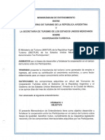 Memorándum de Entendimiento Entre El Ministerio de Turismo de La República Argentina y La Secretaría de Turismo de México Sobre Cooperación Turística