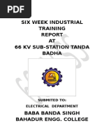 Six Week Industrial Training at 66 KV Sub