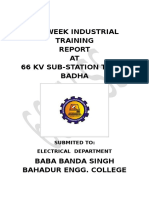 Six Week Industrial Training at 66 KV Sub