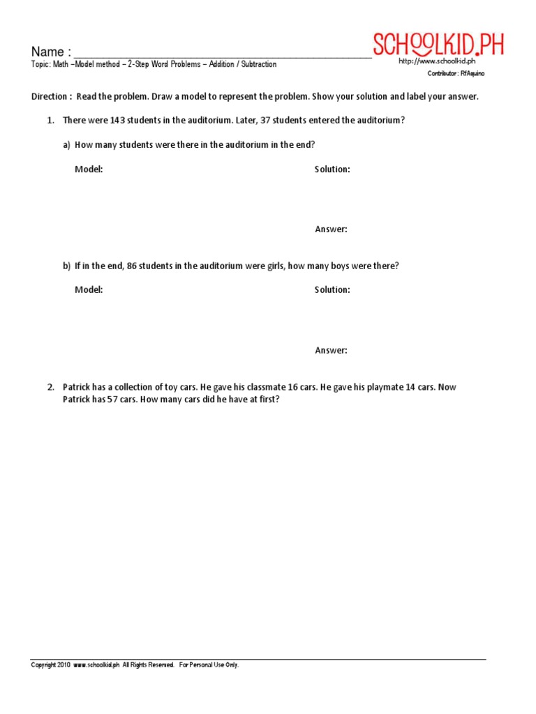 2m101 - 01 Problem Solving Shchool Kid Grade 2 Math | PDF