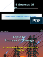 Topic 6 Sources of Energy